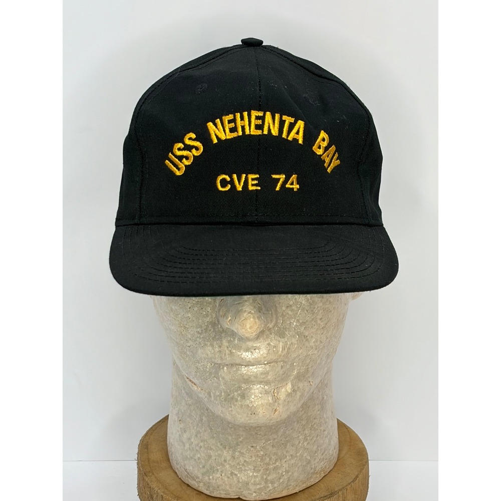 Vintage USS Nehenta Bay CVE 74 Hat Park Avenue Black Snapback Made in USA